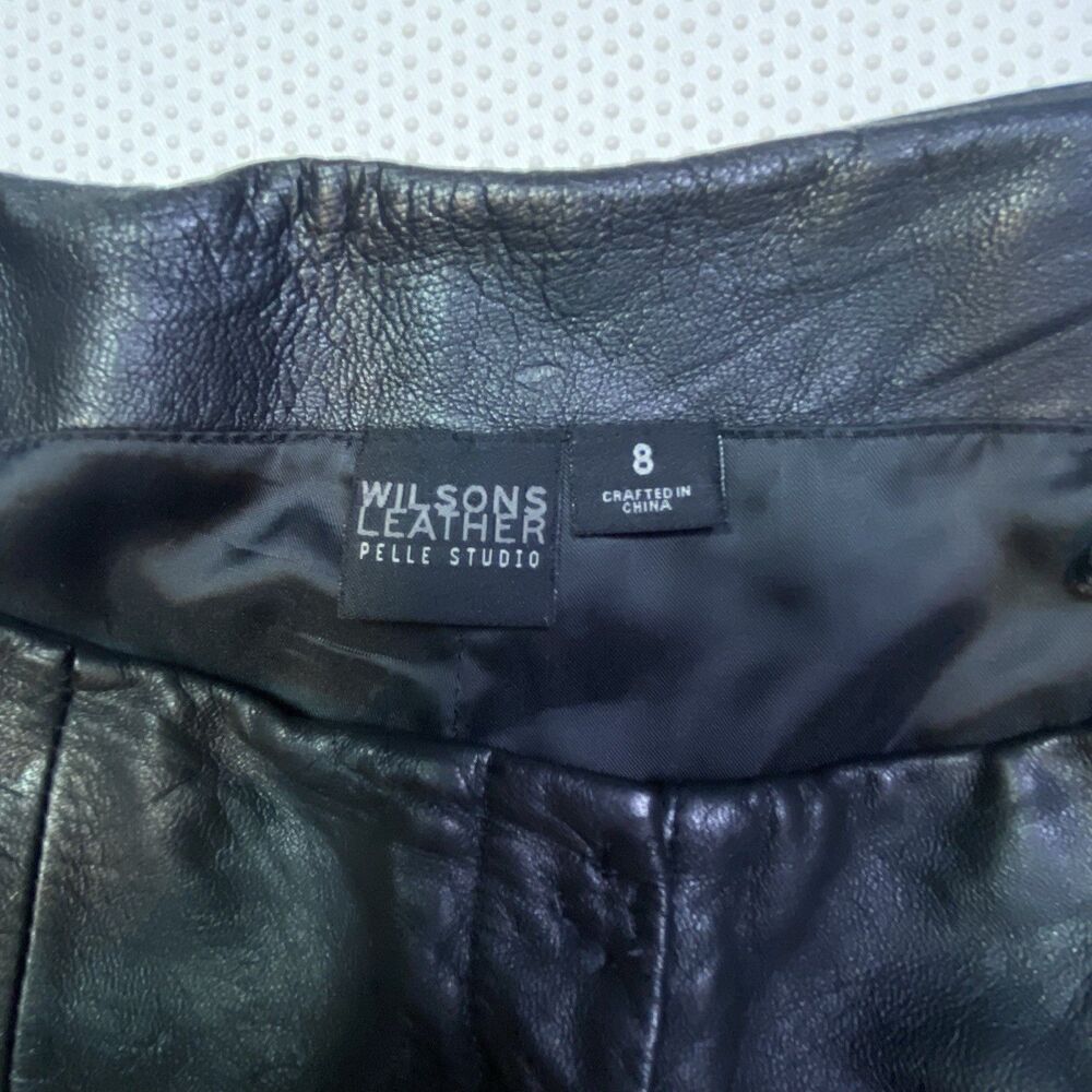 Vintage Wilson's Black Genuine Leather Pants Mid Rise Boot Cut Women's 8 - Picture 10 of 16